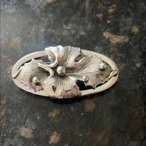 Vintage Whiting and Davis Art Nouveau Revival Leaf Brooch